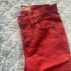 Madewell Red 9” Highrise Skinny Crop Size 26T